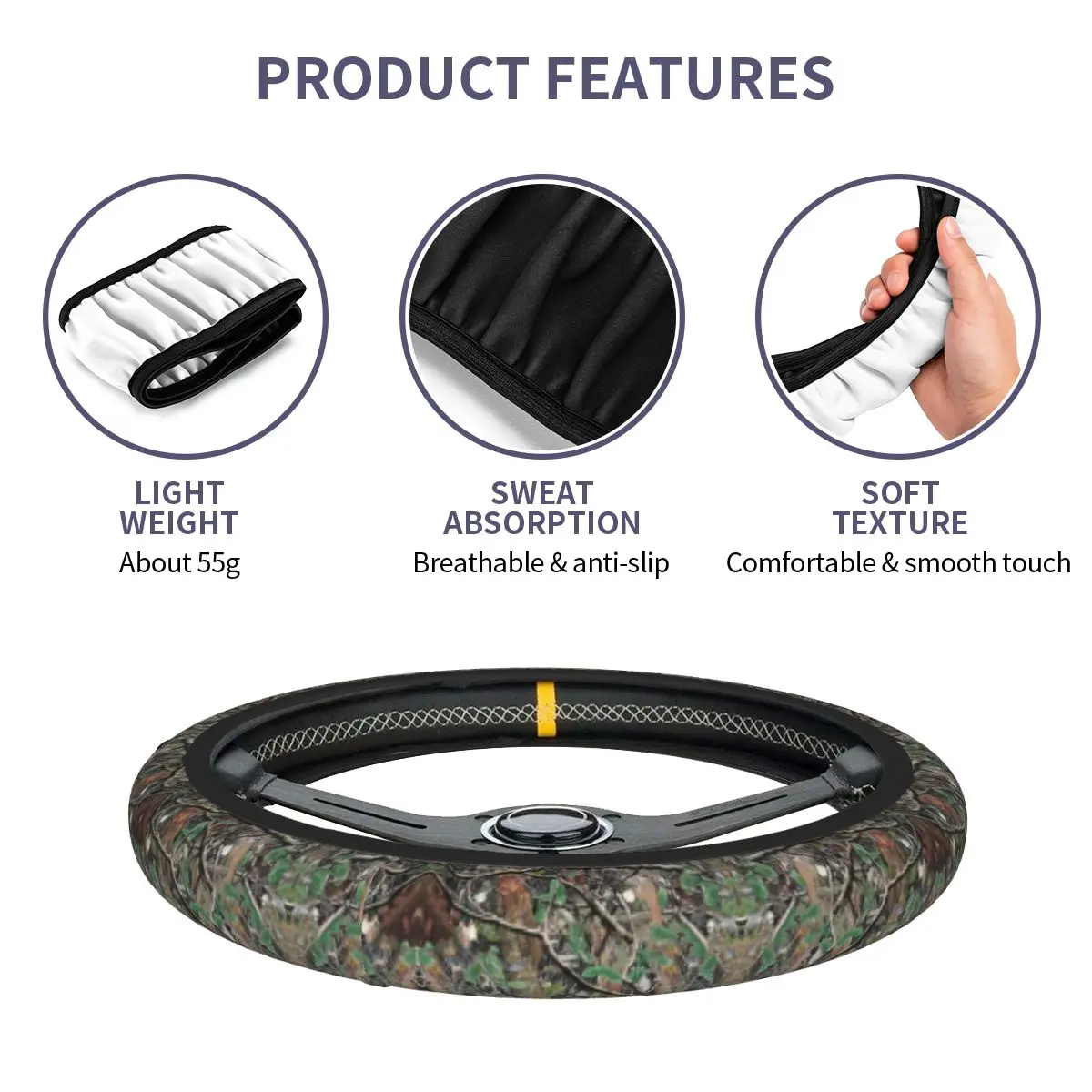 37-38 Steering Wheel Covers Tree Camouflage Elastic Hunting Car-styling Elastische Car Accessories - view 4