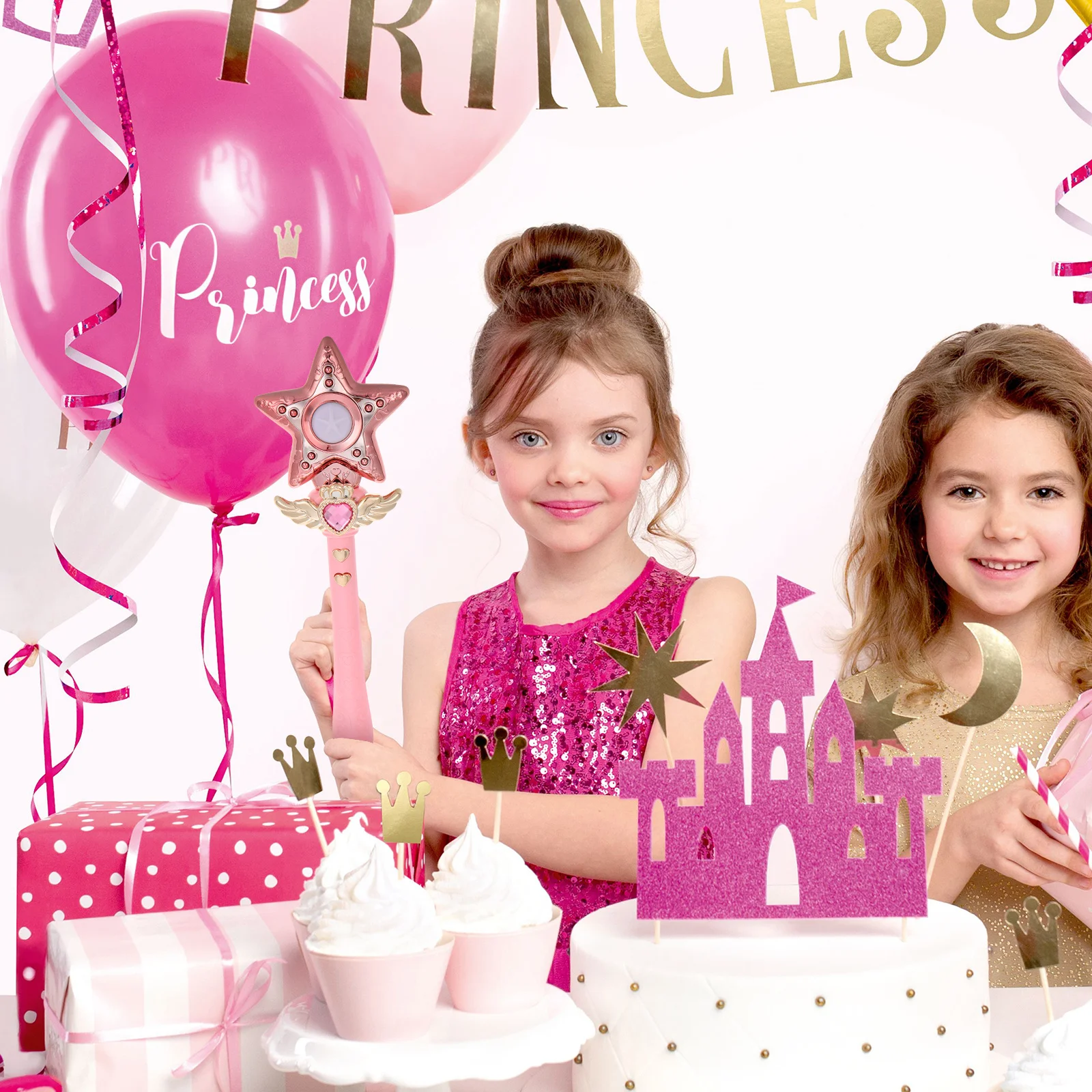 Música iluminada estrela varinha para crianças meninas fada princesa festa favores brilho dança vara crianças traje acessórios