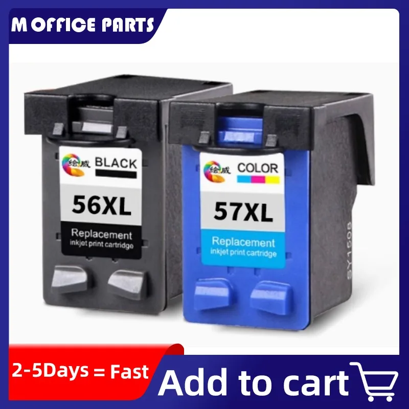 Compatible 56XL 57XL Ink Cartridge Replacement for HP 56 HP 57 XL Deskjet 5150 450CI 5550 5650 7760 9650 PSC 1315 1350 2110 2210