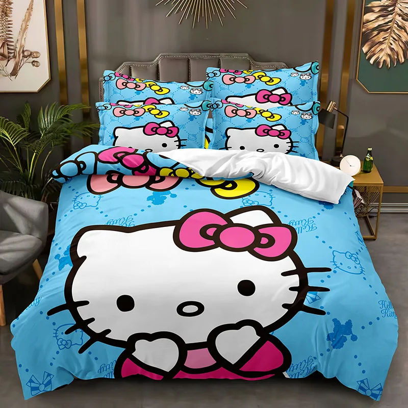 

Hello Kitty Bedding Set Quilt Duvet Sanrio Melody Cinnamoroll Cover Pillowcase Kids Bed Comfortable Bed Set Twin King