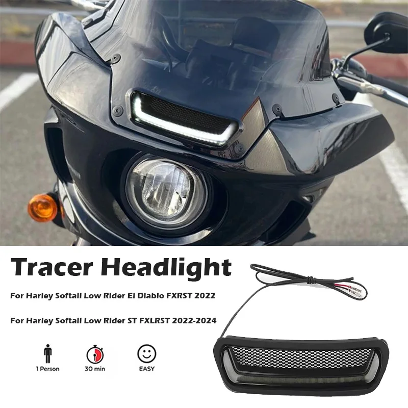 

NEW Accessories White Tracer Headlight LED Vent lights For Harley Softail Low Rider ST El Diablo FXRST FXLRST 2022 2023 2024
