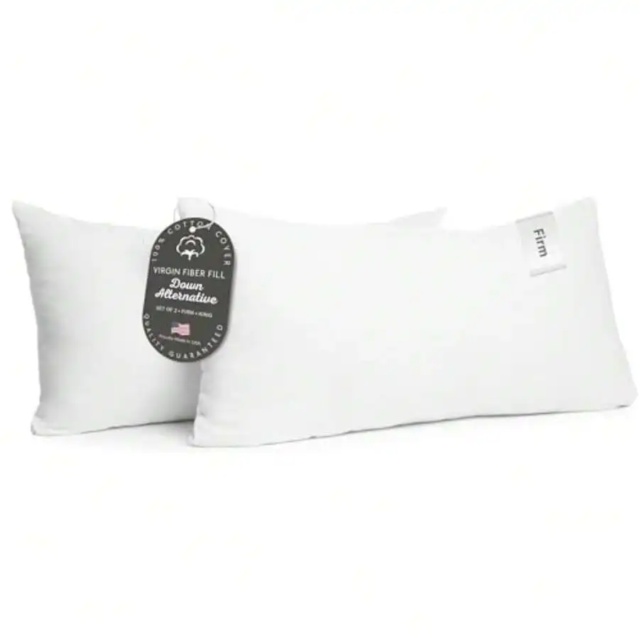 100% Cotton Fabric Luxury Hotel Pillows King Size Set Of 2, Cooling Hypoallergenic Down Alternative Pillows For Sleeping, Firm S