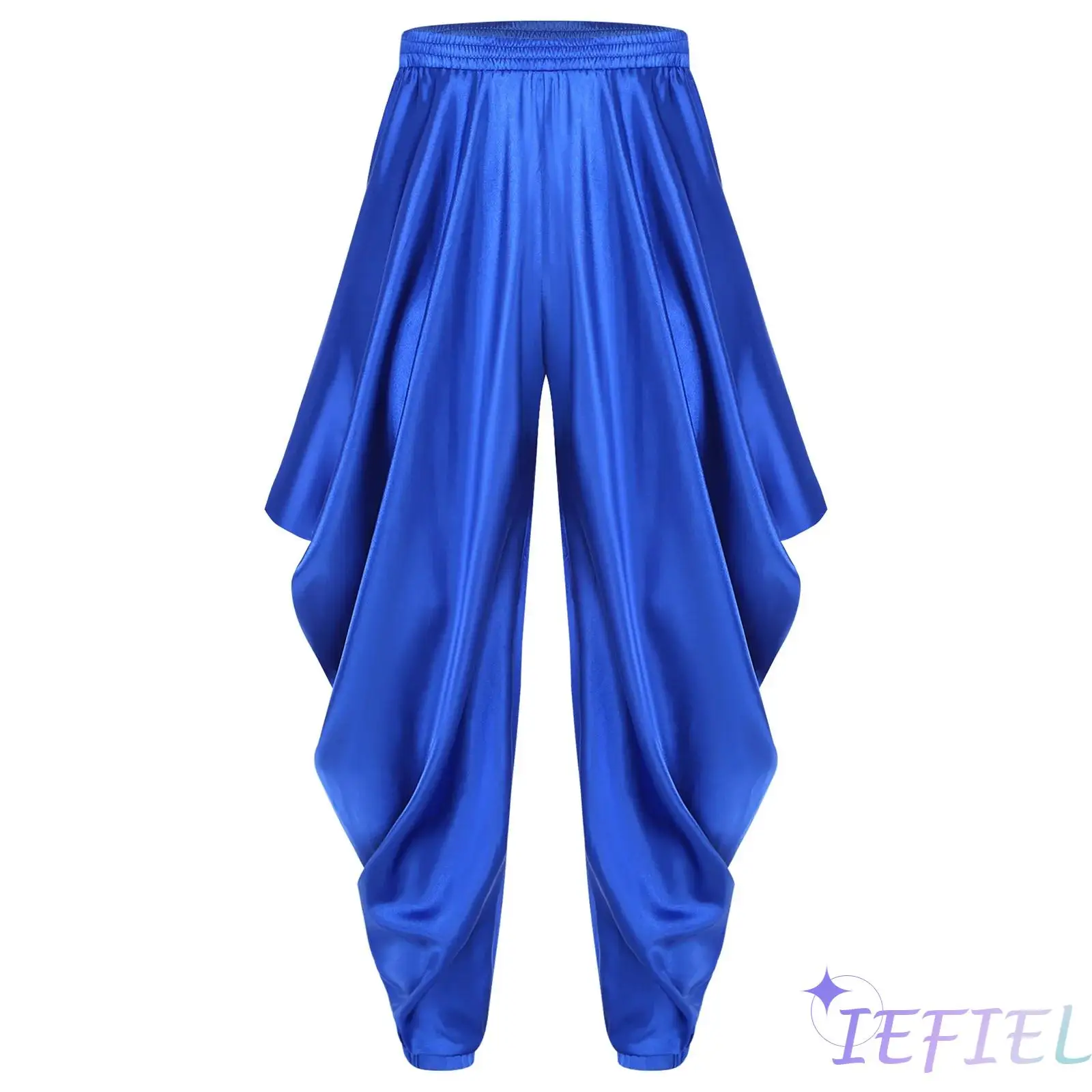 

Womens Opulent Harem Pants with Satiny Fabric And Elastic Waist Arab Princess Trousers for Halloween Cosplay And Daily Wear