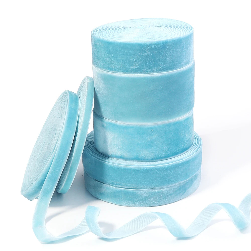 5-10yards/roll Velvet Ribbons Blue Pink Yellow Color Single Face Flocking Webbing For DIY Christmas Crafts Wrapping Decoration