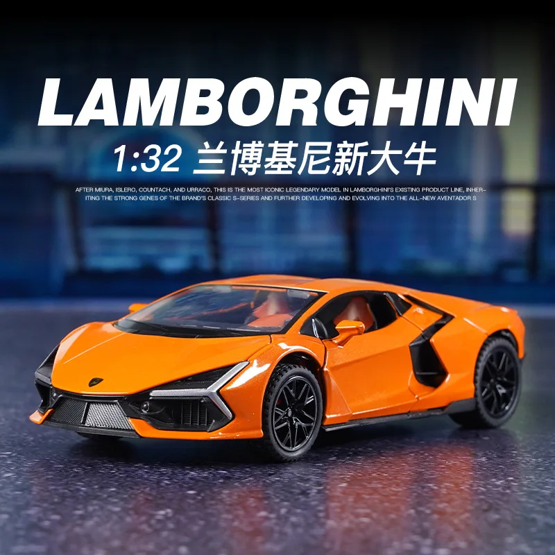 1:32 Lamborghini Revuelto Car Model Pull Back Acousto-optic Alloy Discast Metal Toys Car goods Model for Children boys A893