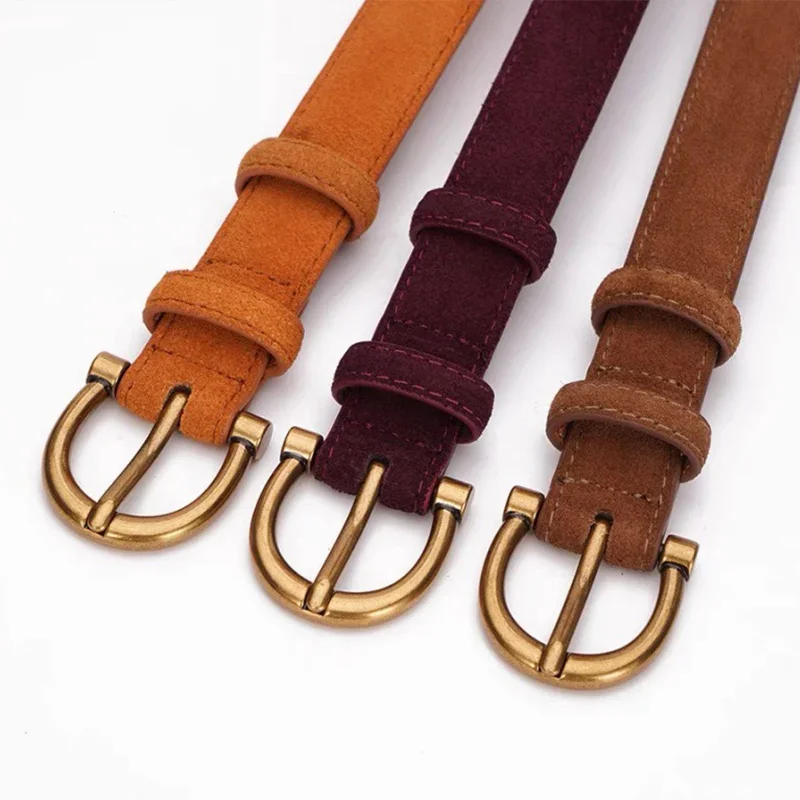 حزام من جلد الغزال الفاخر للنساء من الجلد الطبيعي بإبزيم ذهبي، حزام أنيق عالي الجودة، إكسسوارات ملابس رسمية أنيقة هدية