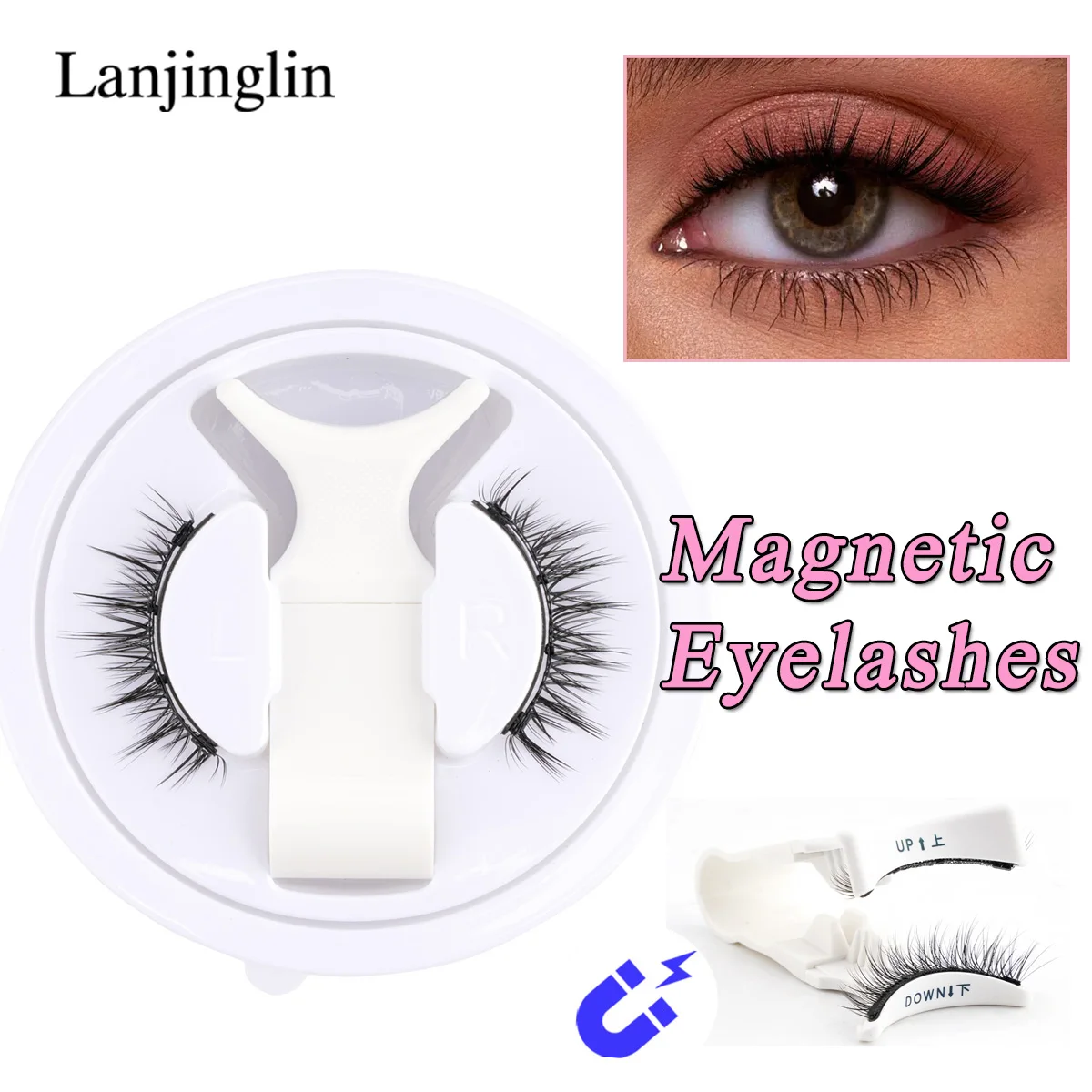 

1 Pair Magnetic Eyelashes Natural Short 3D Mink Lashes Reusable False Eyelash with Magnets Tweezer Makeup Tool maquillaje Cílios