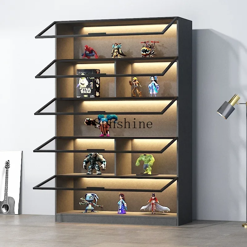 Light luxury figure model display Transparent door Glass dustproof storage Solid wood locker  FT
