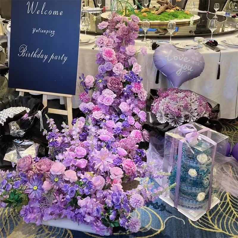 Artificial flower birthday banquet waterfall table flower hanging strip window pendant row wedding engagement deli