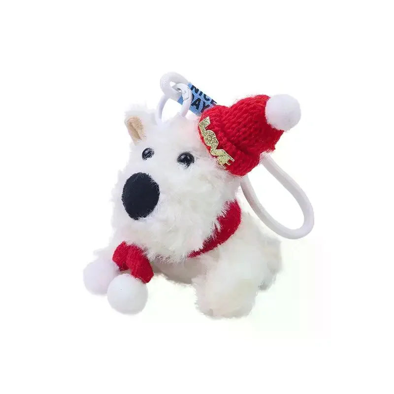 1 pz seduto delle Highlands occidentali cucciolo giocattolo lungo peluche carino cane bianco ciondolo piccoli animali domestici bambole regalo di Natale per bambini