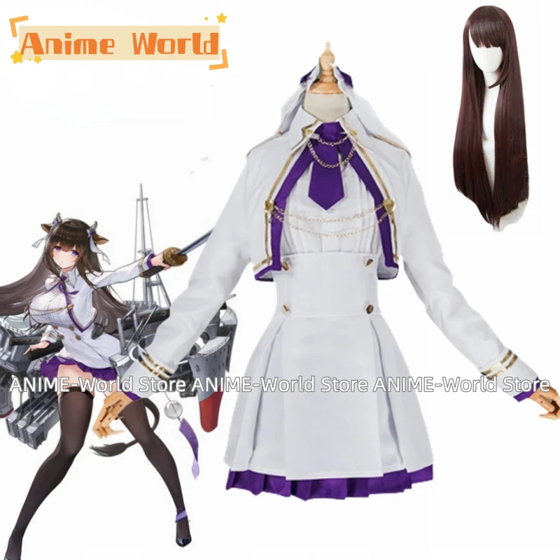 

《Custom Size》Game Azur Lane IJN Kashino Cosplay Costume Dress Custom Size Wig