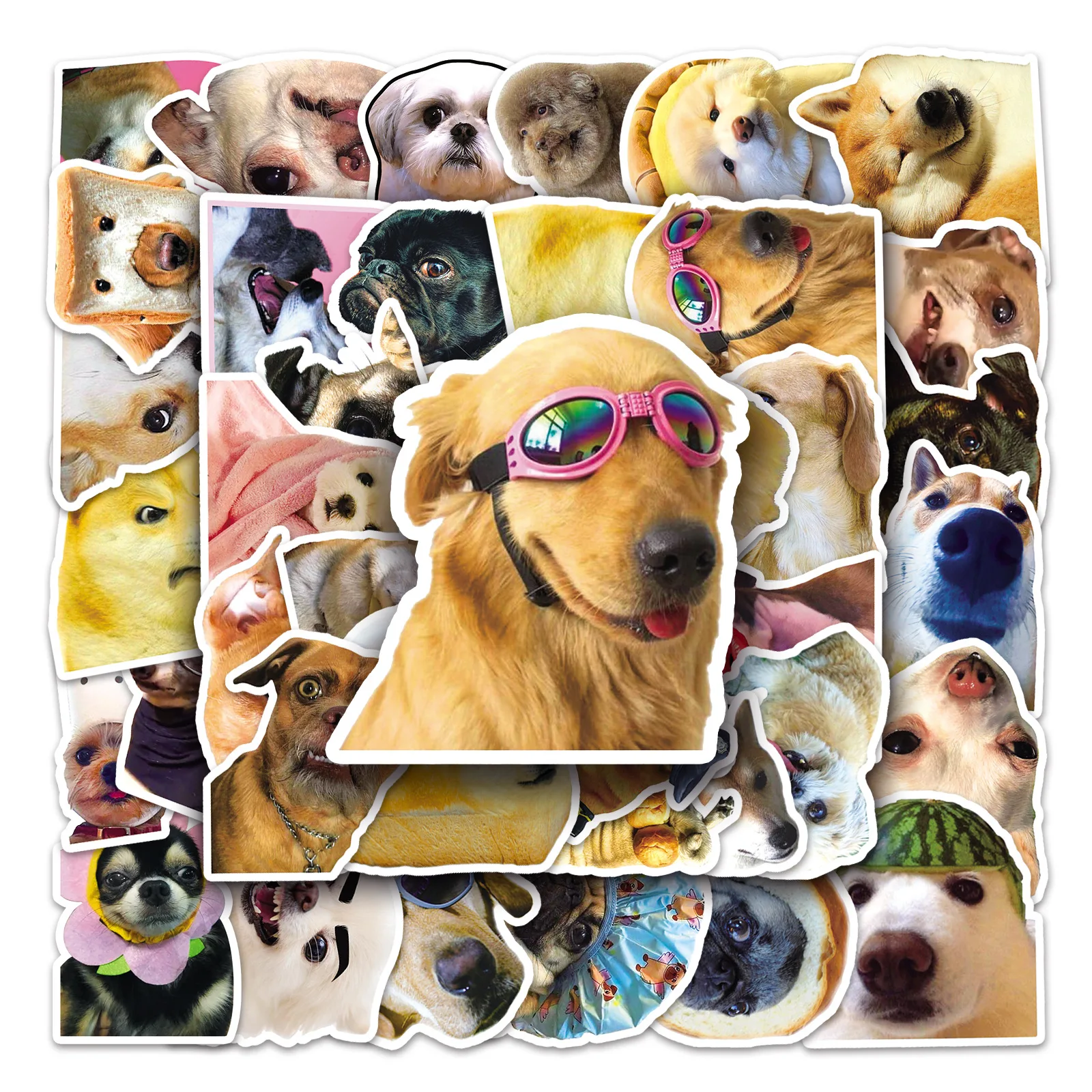 50 Stück Niedliche Hunde-Graffiti-Aufkleber Lustige Hunde-Meme-Cartoon-Sticker DIY Gepäck Handy Gitarre Scrapbook Wasserfeste Aufkleber Kinderspielzeug