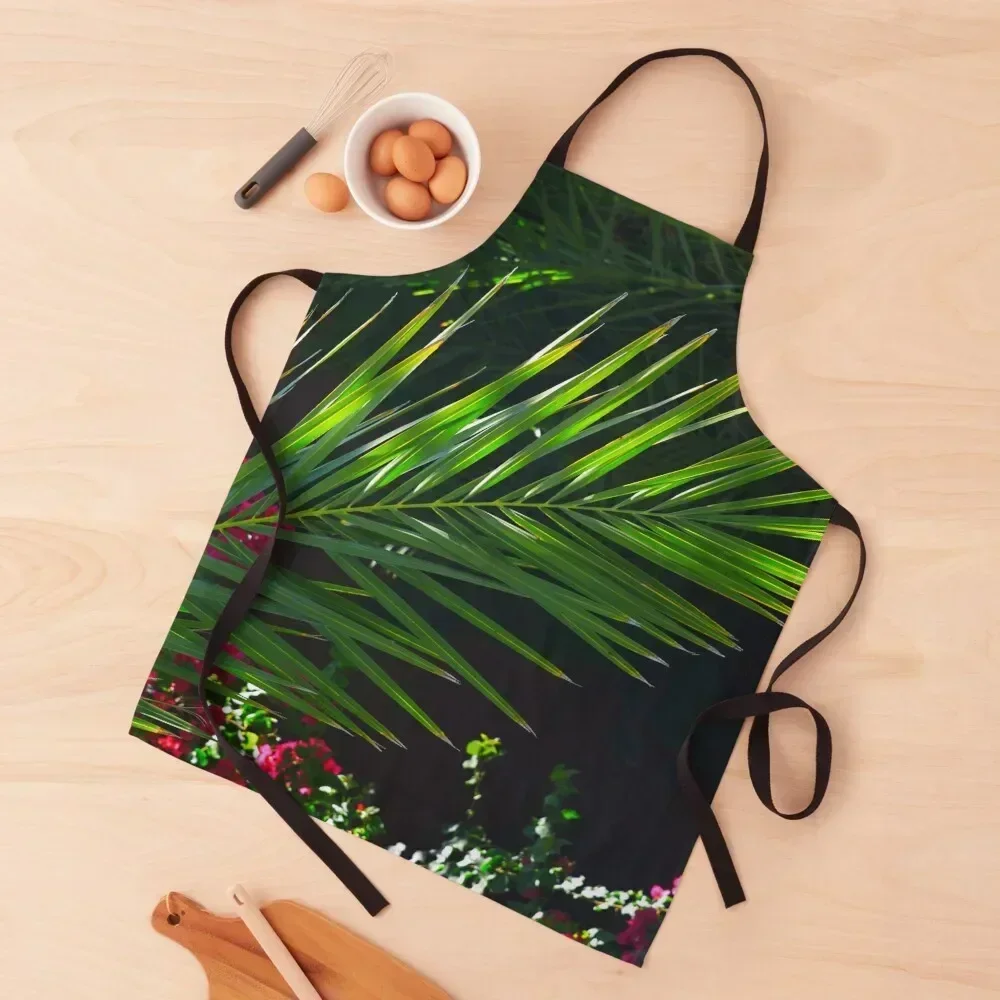 

Exquisite Palm Leaf Framed In Lush Shadows Apron Waiter Uniforms kitchen girl Womens Dresses Professional Barber Apron
