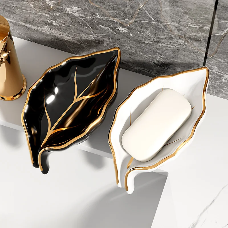 

Ceramic Bathroom Soap Dishes Drainage Tray Container Case Box Soap Holder for Shower Toilet Countertop Bath Decoration