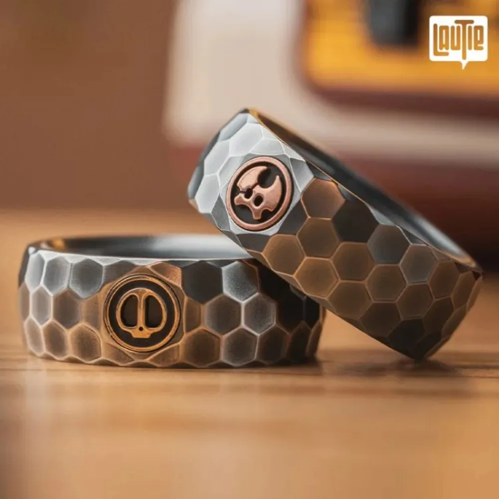 

LAUTIE Mechanic-Thorns Fidget Ring Wars Series Zirconium Fidget Toys Adults Metal Original Designs Anxiety Relief Gadgets