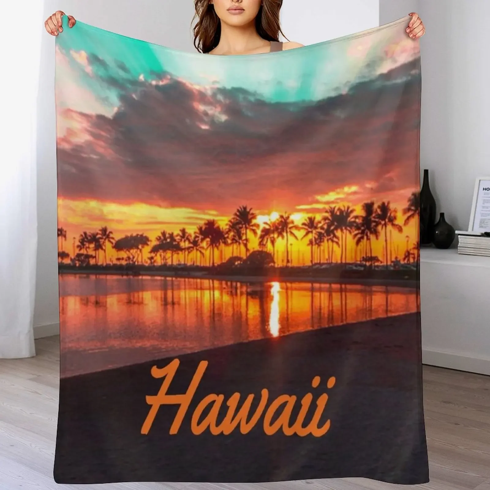 Hawaii Beach Hawaiian Islands Throw Blanket Warm Accent Blanket for Living Room Decoration