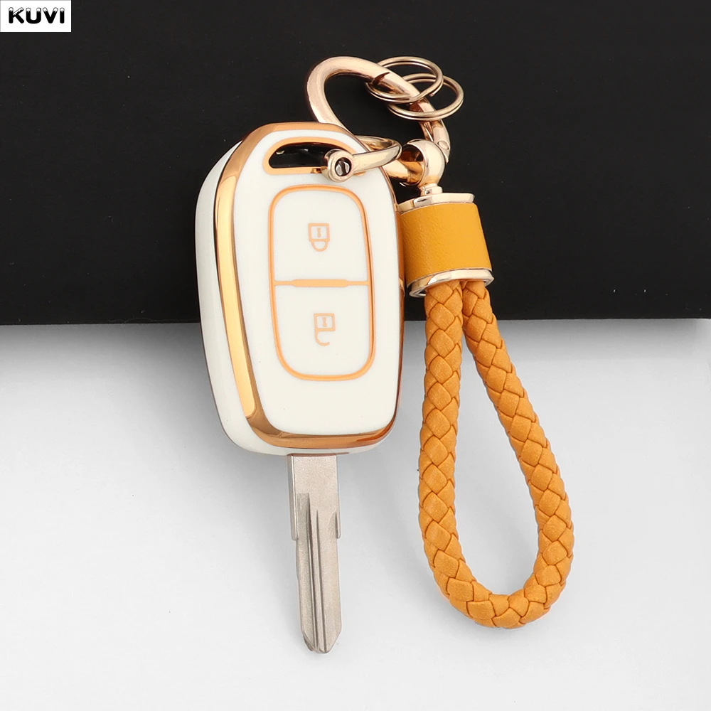 Für Renault Kwid Traffic Symbol Für Dacia Sandero Logan Duster Weiche TPU Auto-Fernbedienungs-Schlüsselhülle 2-Tasten Auto-Schlüsselanhänger Zubehör