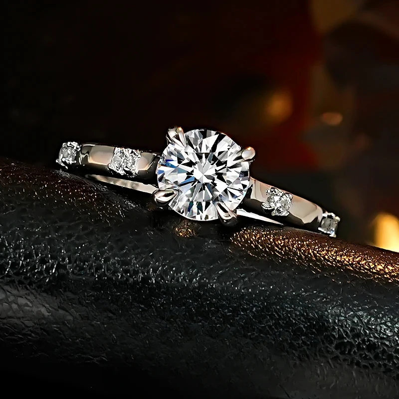 

New 925 Silver Elegant Simple Diamond Ring with High Carbon Diamond Starry Sky Ring for Women's Wedding Jewelry