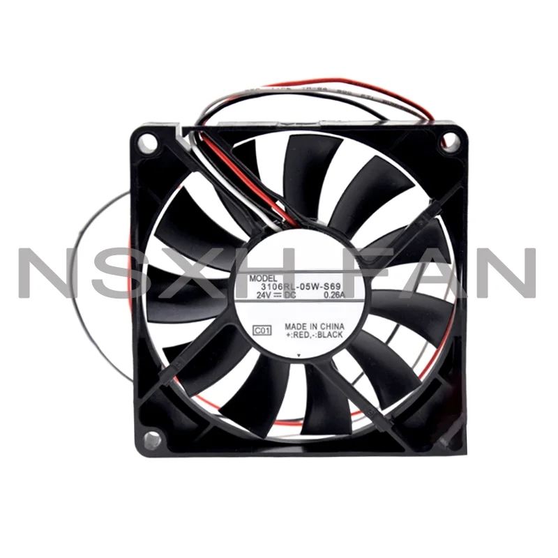 Ventilador de refrigeração, 3106RL-05W-S69, 24V, 0.26A, 8cm, 8015, Novo