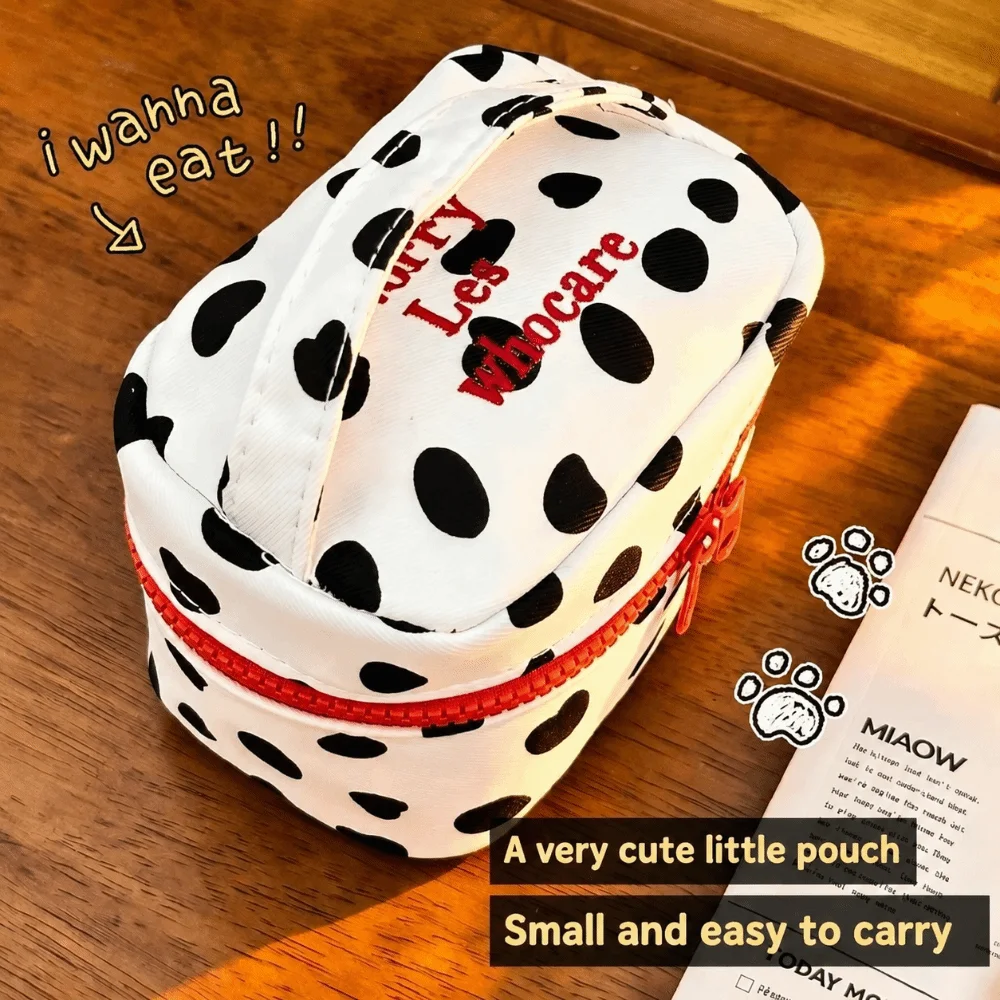 Portable Polka Dot Makeup Bag Handheld Zipper Design Zipper Organizer Small Cosmetic Pouch Women Girls