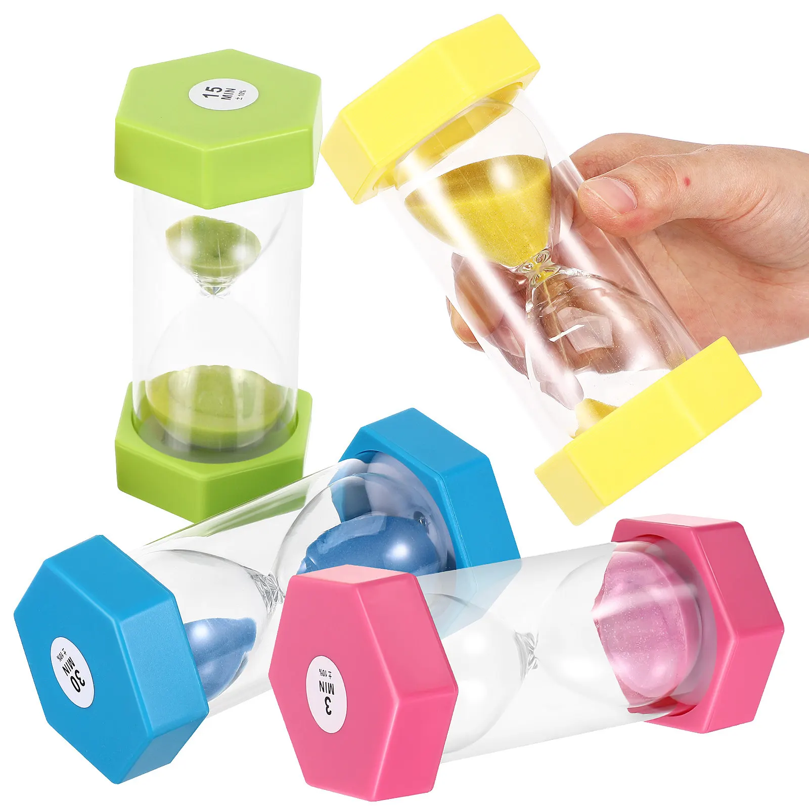 4Pcs Sand Timer Set Colorful Hourglass 3 10 15 30 Minutes Kids Timer for Classroom Homework Task Timing Sand Clock