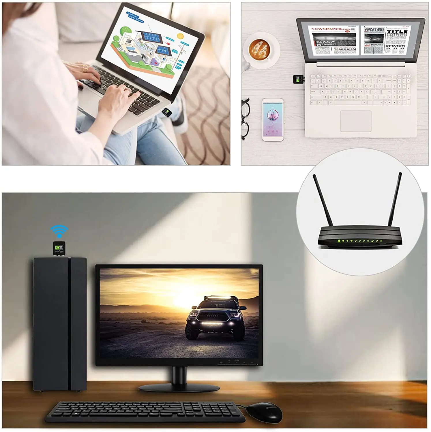 USB WiFi 600Mbps 미니 무선 네트워크 어댑터, Windows 11/10/8/XP 데스크탑 PC 듀얼 밴드 5G + 2.4G 동글 노트북 외부