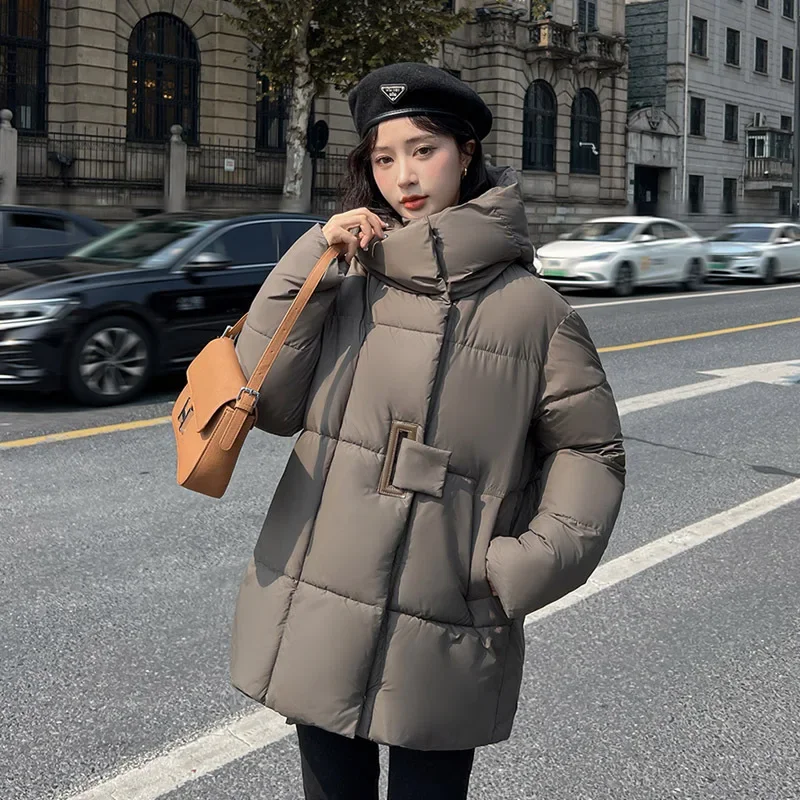 Chaqueta acolchada de algodón para mujer, Abrigo con capucha, Parkas cálidas, prendas de vestir femeninas, ropa de nieve, otoño e invierno, novedad de 2024