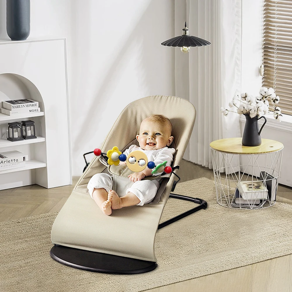 AnGku-Chaise à bascule pliable pour bébé, balançoire pour bébé de 0 à 12 mois, réglage recommandé à trois vitesses, transat pour bébé avec jouets