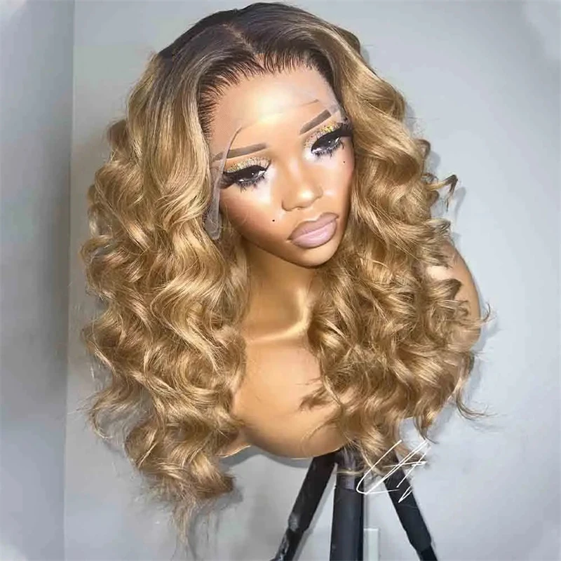 

Gluelesss 30inch 250% Density Ombre Blonde Jewish 5x5 Silk Base European Human Hair Wigs Body Wave For Women with Baby Hair