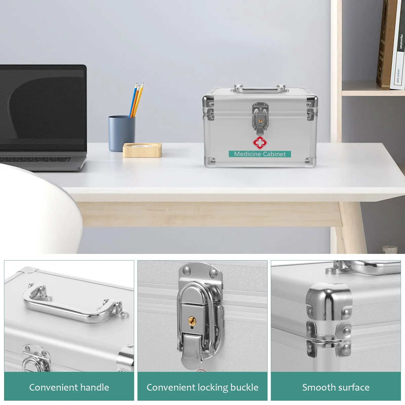 صندوق دواء محمول من سبائك الألومنيوم للإسعافات الأولية حقيبة للتخزين حاويات السفر دواء ganizer صندوق قابل للقفل فارغ