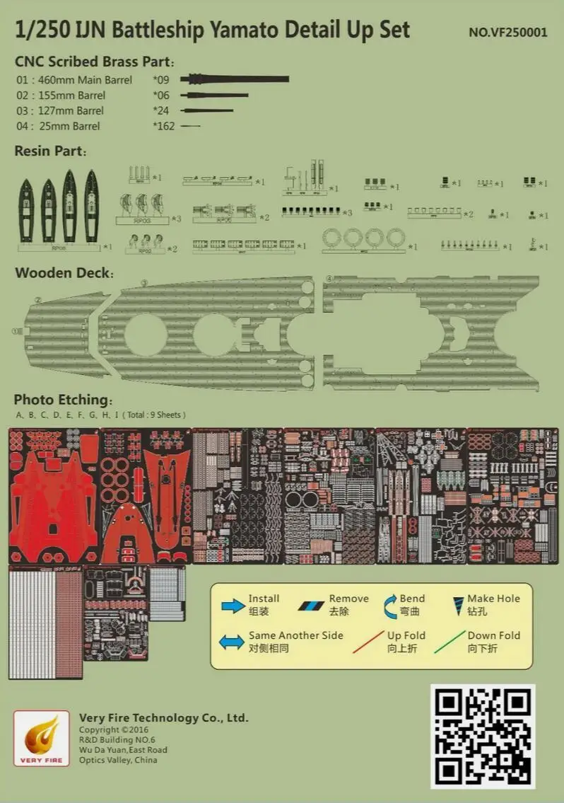 VeryFire VF250001 1/250 Scale Detail Set for IJN Battleship Yamato for Arii/Micro Ace (No Ship)