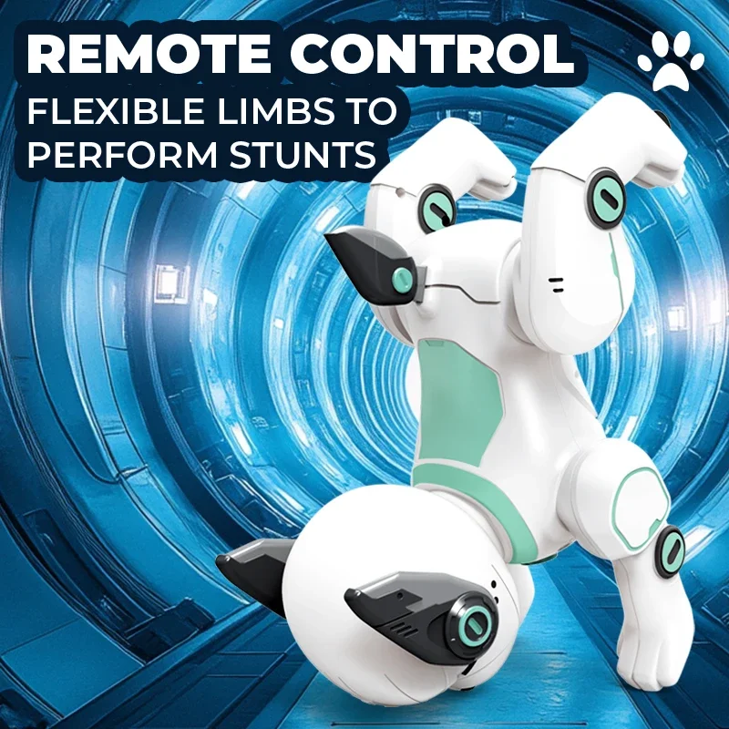 RC Robot Stunt Electronic Dog, Programa de brinquedos de caminhada e dança, Controle remoto inteligente, Brinquedos de cachorro elétrico para criança