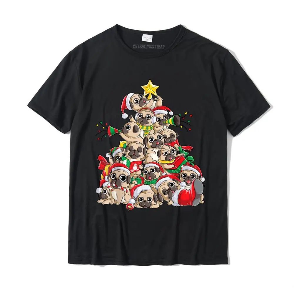 Pug Christmas Tree Dog Santa Merry Pugmas Xmas Gifts Boys T-Shirt T Shirt For Men Casual Tops Shirts Fashion Europe Cotton