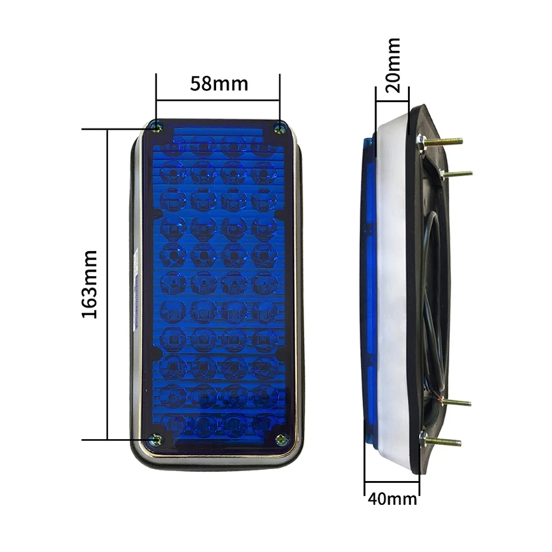 1pair 44led Blue 12v 24v led flashing strobe lights for ambulance pumper fire engines lamps police Perimeter light 180X75x35mm