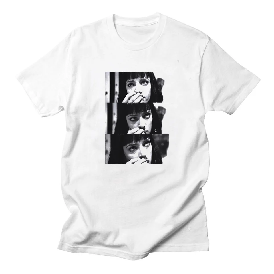 Movie Mia Wallace Pulp Fiction Graphic Tshirts Men Women Summer Comfortable Polyester Tops Tarantino Harajuku Shirt Ropa Hombre