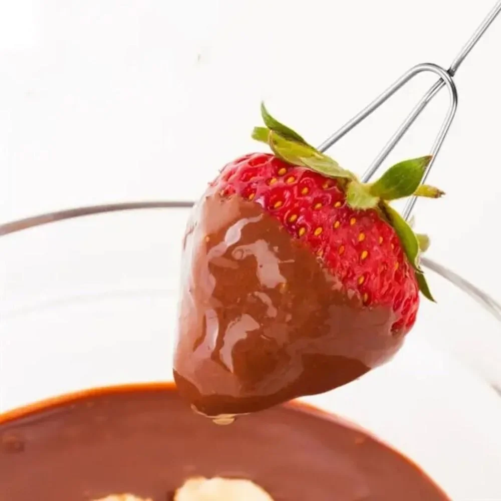 Stainless Steel Chocolate Dipping Fork Silver Rustproof Cheese Fondue Fork Irregular Shaped Long Handle Chocolate Dipping Tool