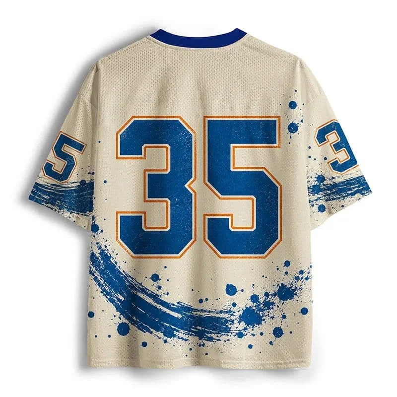 2026 Popular V-neck Mesh T-shirt with Fun Printed Short Sleeved T-shirt, Retro Streetwear, Loose Oversized Sports Mesh T-shirt