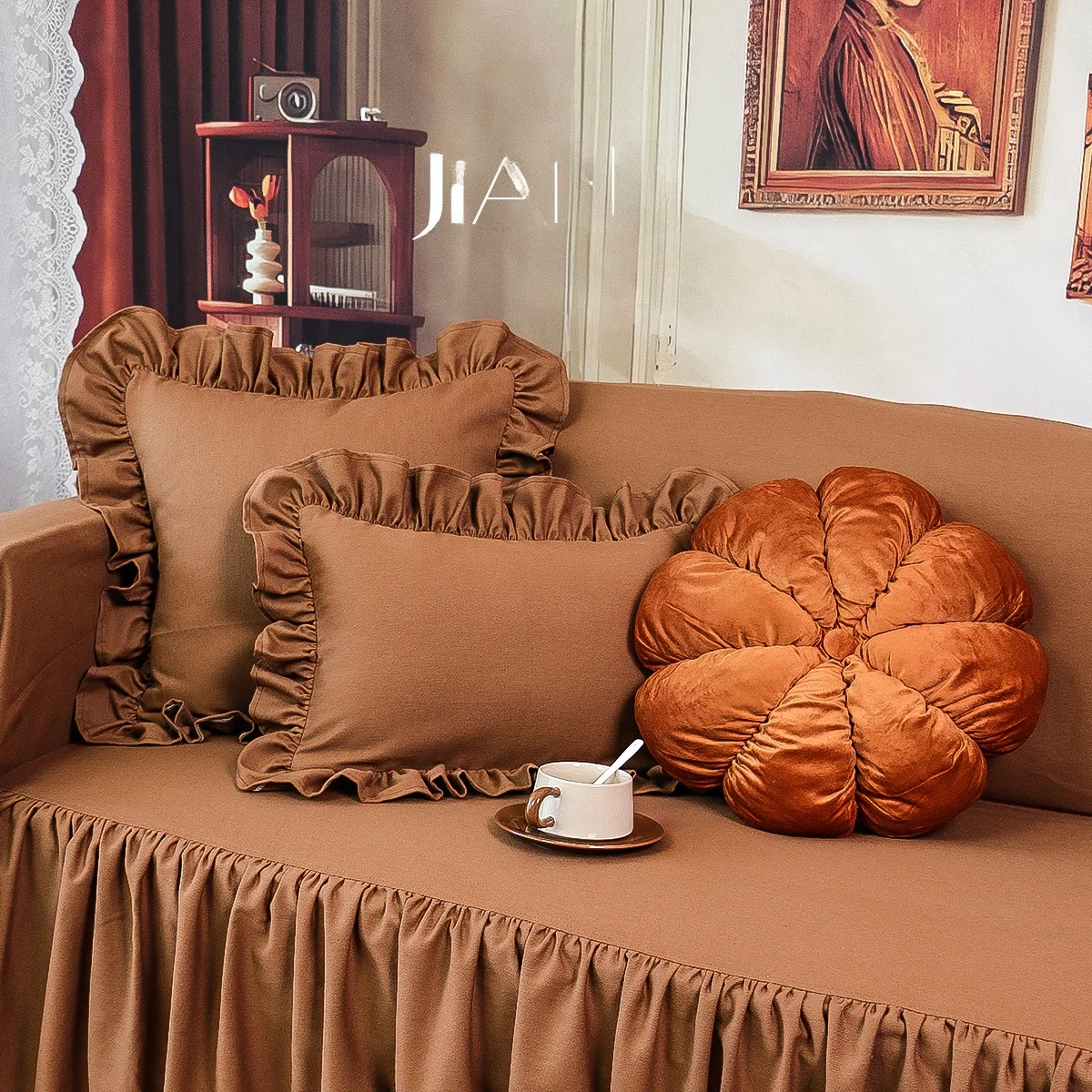 

Подушка для дивана из чистого хлопка в стиле середины века, цвета карамели, для гостиной, подушка-валик для окна, подушка для автомобиля, подушка для кровати