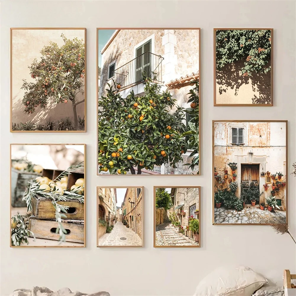 Italy Tuscany Canvas Painting Bellagio Town Mediterranean Rural Nordic Posters And Prints Wall Art Pictures Living Room Decor