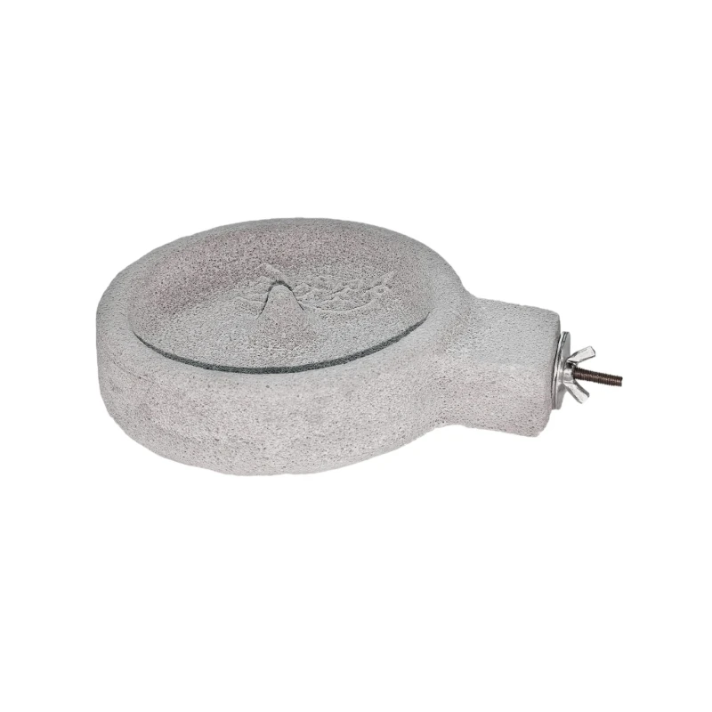 Cage Mounted Bird Feeding Bowl with Standing Perch, Natural Stone Texture and Mounting Screw Design for Routine Feeding JOMD