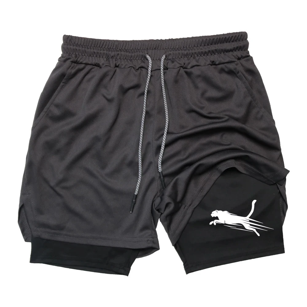 Summer Men's Gym Fitness Workout Shorts Quick-drying Two-in-one Sports Compression Double-layer Shorts Casual Daily M-3XL