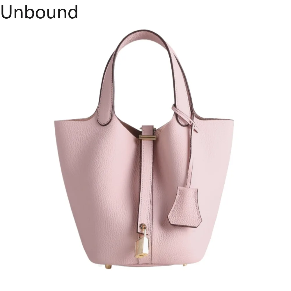 

2026 Top Grain Cowhide Women Bucket Handbag Basket Tote Genuine Leather Shoulder Crossbody Luxury Commuter Chic Fashion Trend