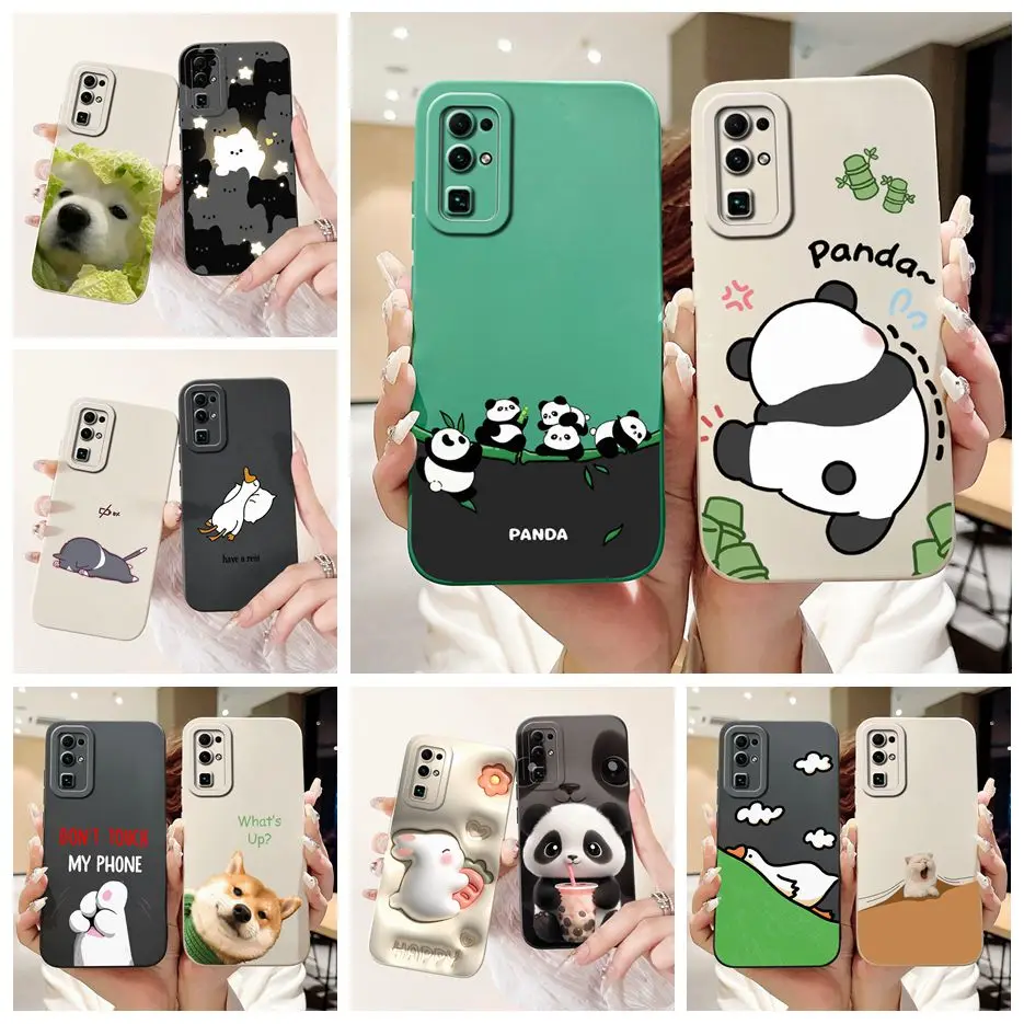 For Honor 30 Pro Plus Case Honor30 Lite Cute Panda Cartoon Cover Soft TPU Phone Case For Honor 30 Lite 30S Honor30 Pro Pro+ Bags