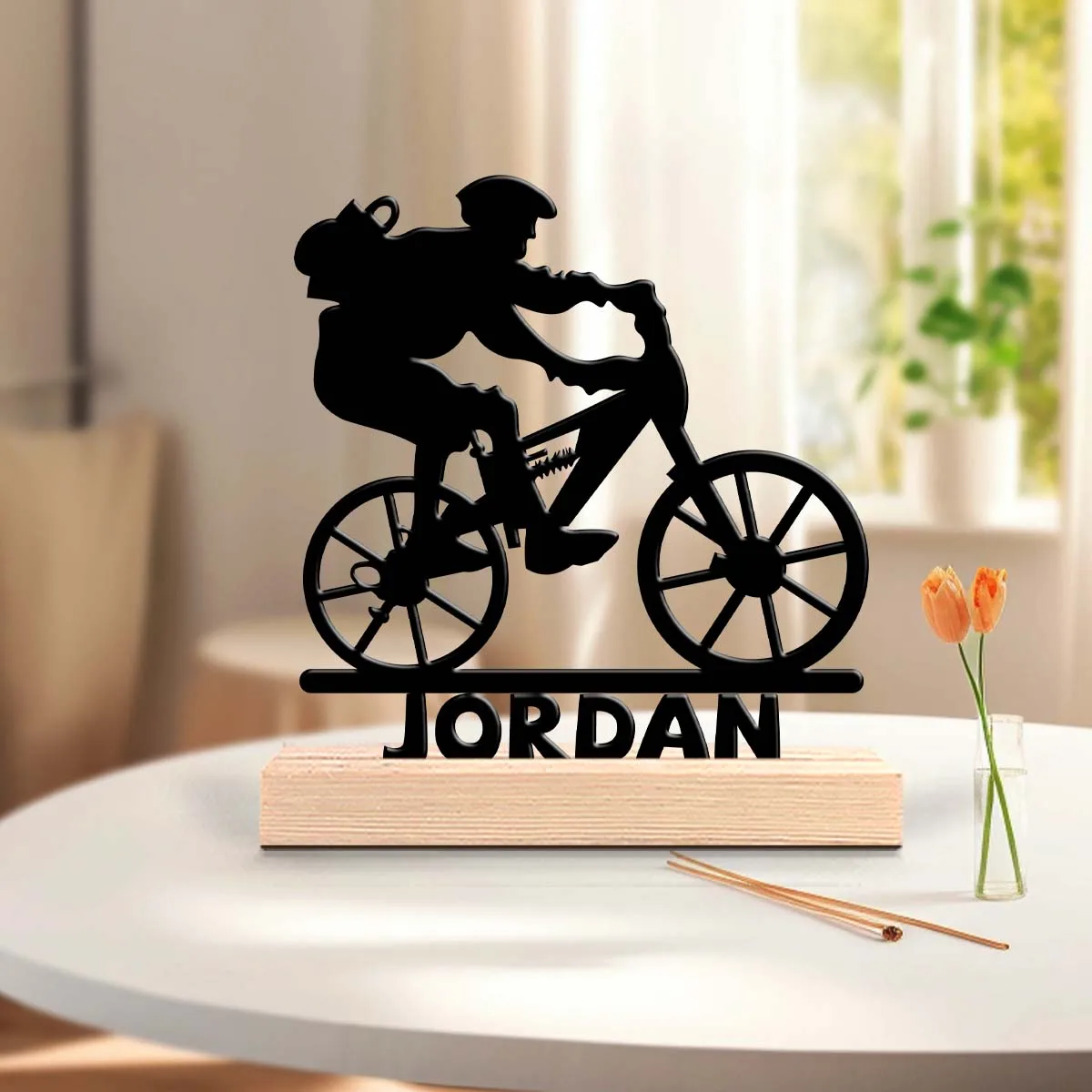 1pc Metal Ornaments with Customizable Names Custom Content Equipped with Wooden Base Festival Ornaments and Decorations