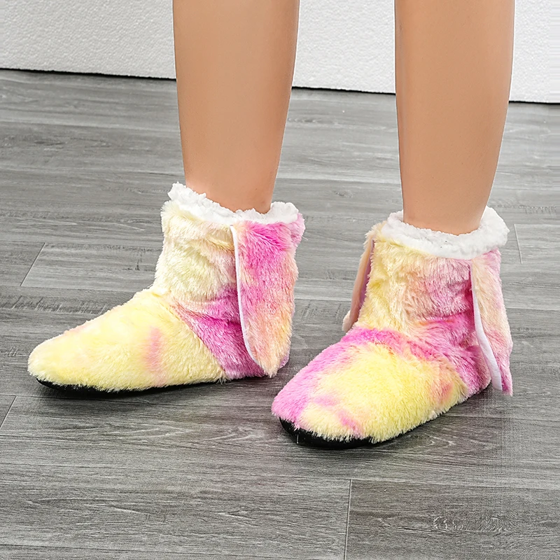 Winter Fell Hausschuhe Warme Weiche Frauen Hause Hausschuhe Haus Boden Schuhe Damen Indoor Socken Pelzigen Plüsch Rutschen Baumwolle Schuhe – Detail 5
