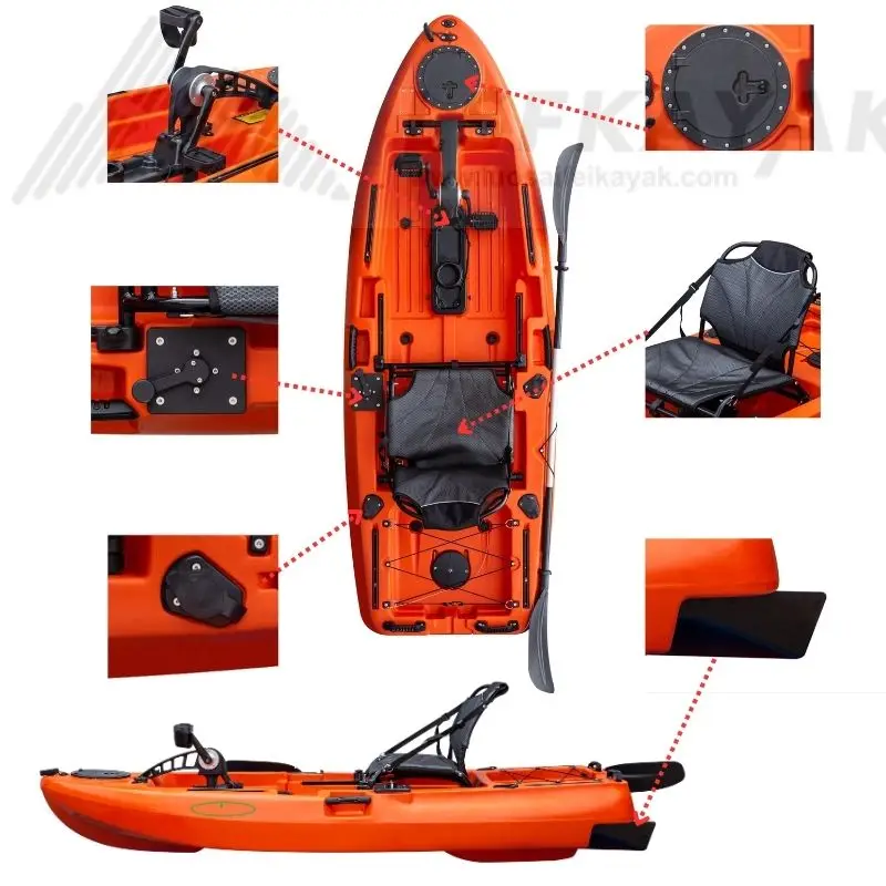 LSF Propel Pedal Kayak 2.5m One Person Propel Pedal Drive Kayak, Lightweight Fishing Kayak For Adults Kids Surfing & Cruising