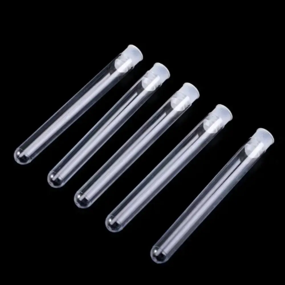 With Screw Cap Plastic Test Tubes Clear Transparent Laboratory Test Tubes Plastic Round Bottom Transparent Test Tubes School Lab
