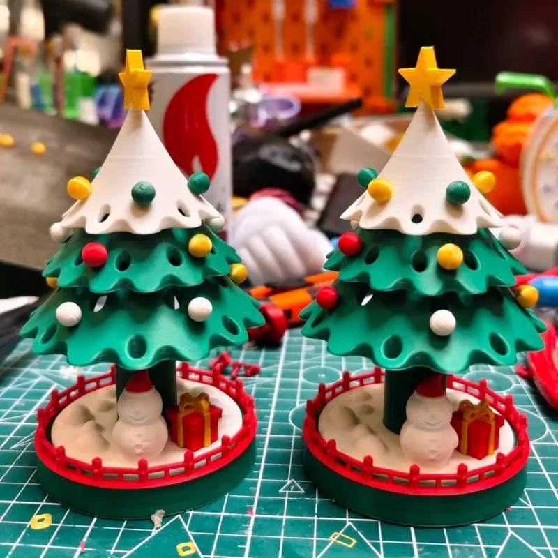 3D Printed Rotating Dancing Christmas Tree Desktop Ornament Christmas Table Decor Xmas Holiday Gift