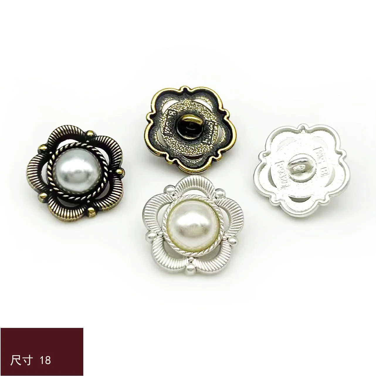 10PCS Small perfume style buttons flowers pearl metal hand-sewn buttons fashion tops knitwear jumper coat decorative buckle