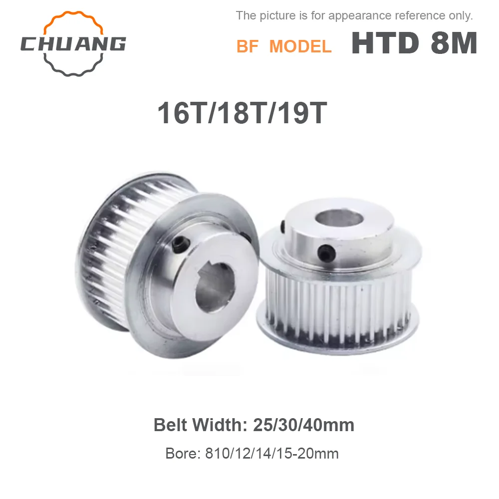 HTD 8M Timing Belt Pulley BF-Type 16T 18T 19Teeth  Hole 8mm-20mm For 25/30/40mm Wide Belt 16T 18T 19T HTD 8M BF-Type  Pulley